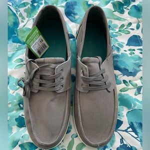 Sanuk mens slip ons.  Grey and flexible.